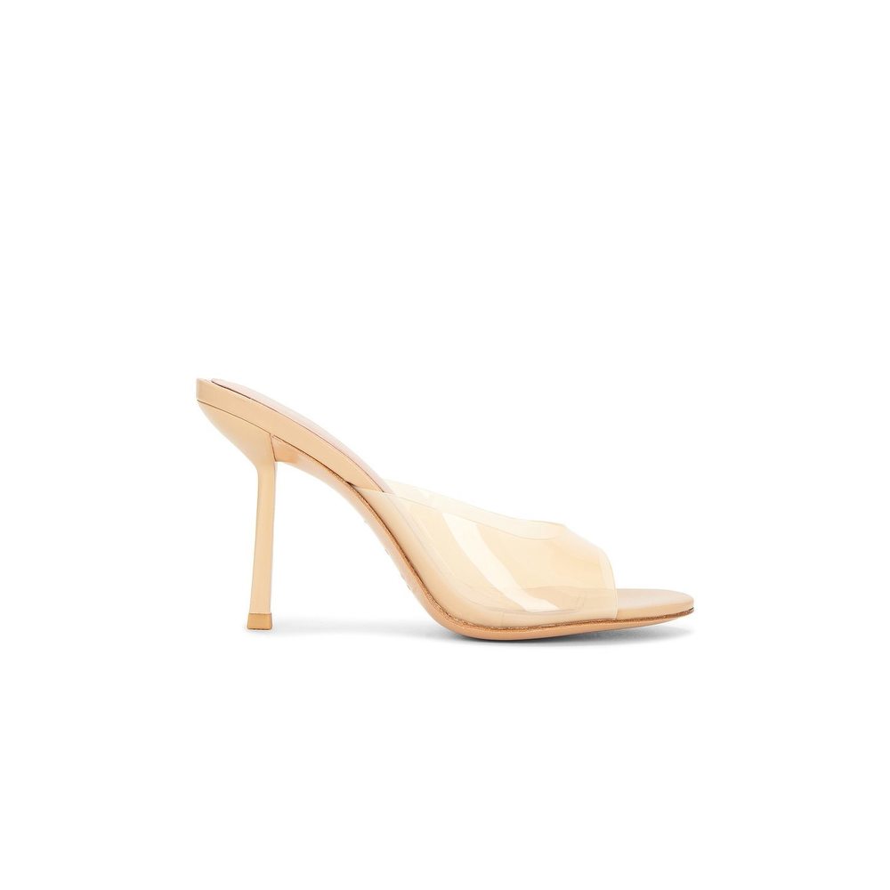 Michael Costello X Revolve Naomi Mule in Frosted Caramel clear high heel slipper